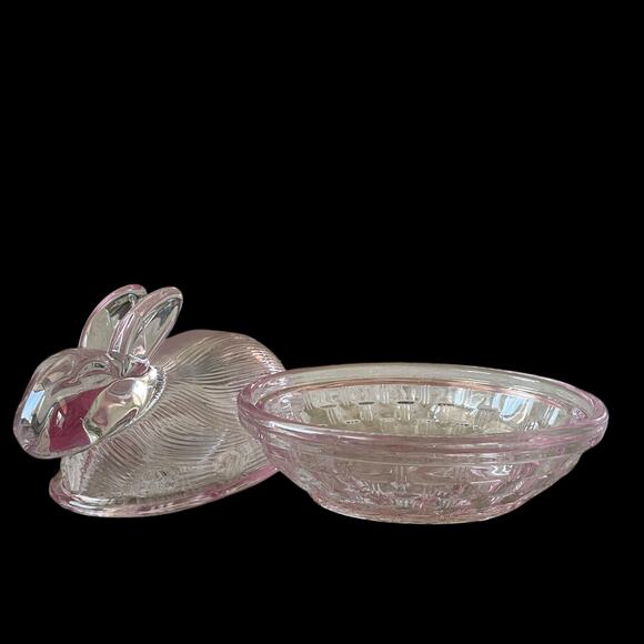 Bunny Boulevard Pink Glass Bunny Candy Jar Posh Easter Spring Decor NEW - Picture 7 of 16